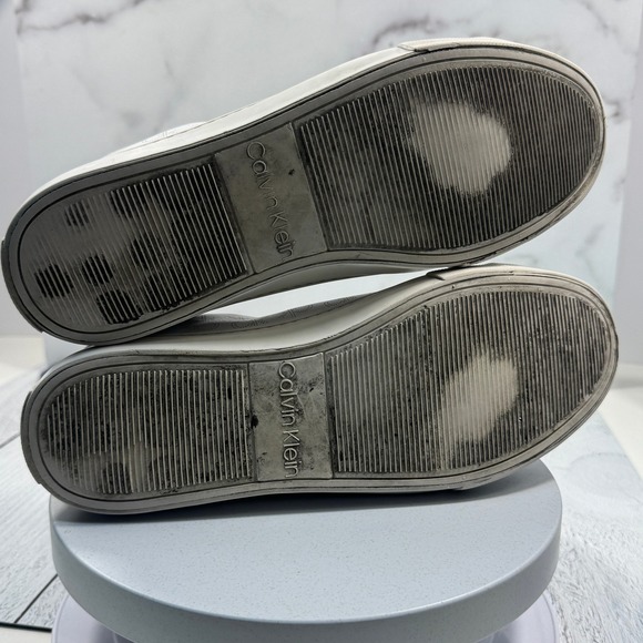 Calvin Klein Gilli Sneaker Women 11 White Logo Print Holographic Heel Casual - Picture 11 of 12